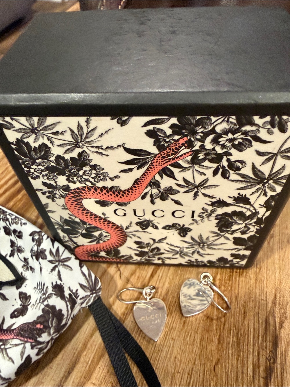 Gucci silver hear earrings